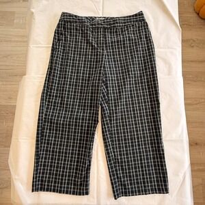 IZOD Golf Plaid Pants Women 6 Black White Good Stretch Straight Leg Trousers
